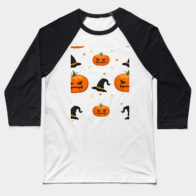 Halloween pattern Baseball T-Shirt by DragonTees